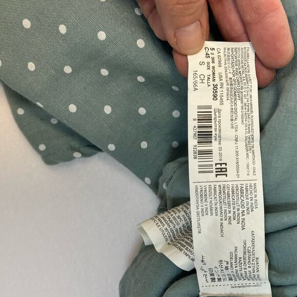 MNG Basics Mango Nordstrom Macy's Linen Blend Blue White Dot Button Skirt XS - Picture 6 of 8